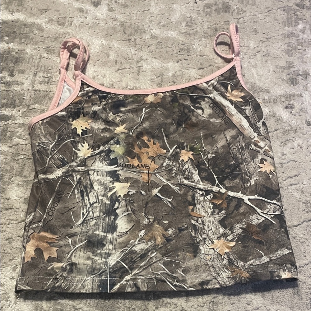 SHEIN Camouflage Print Camisole with Pink Trim